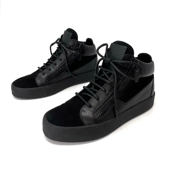 Giuseppe Zanotti Kriss Mid Sneakers All Black Euro Size 40 = US 10 Leather EUC - Picture 15 of 15